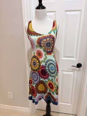 Vivienne Tam Soft Stretchy Floral Multi Color Dress Small